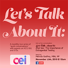 Facebook Live! Let's Talk About It: Anal Sex: The Importance of Extra-genital Testing